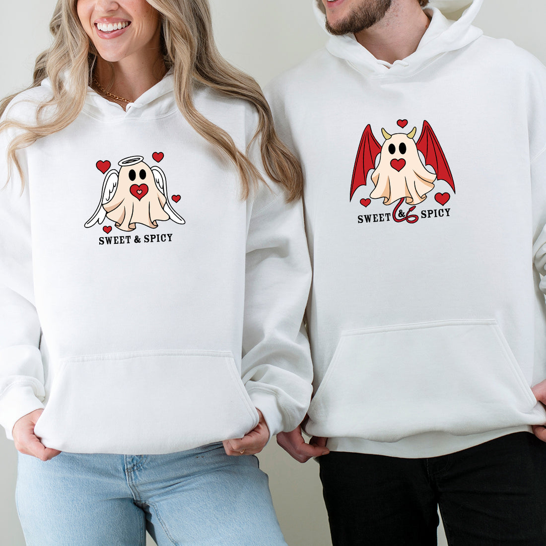 Angel & Devil Ghost Matching Hoodies For Couples