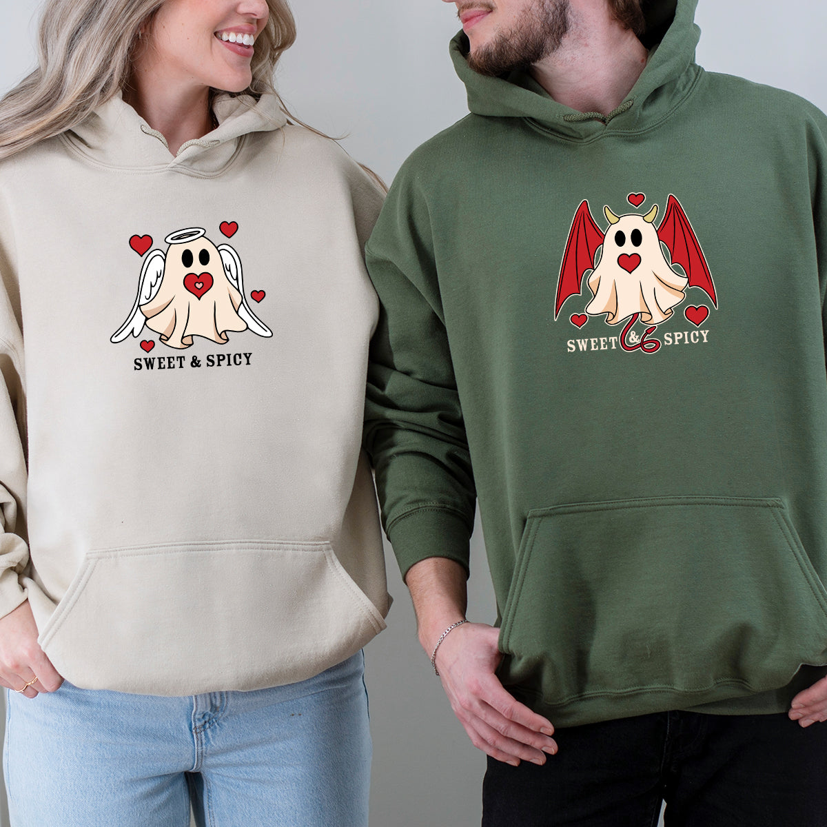 Angel & Devil Ghost Matching Hoodies For Couples