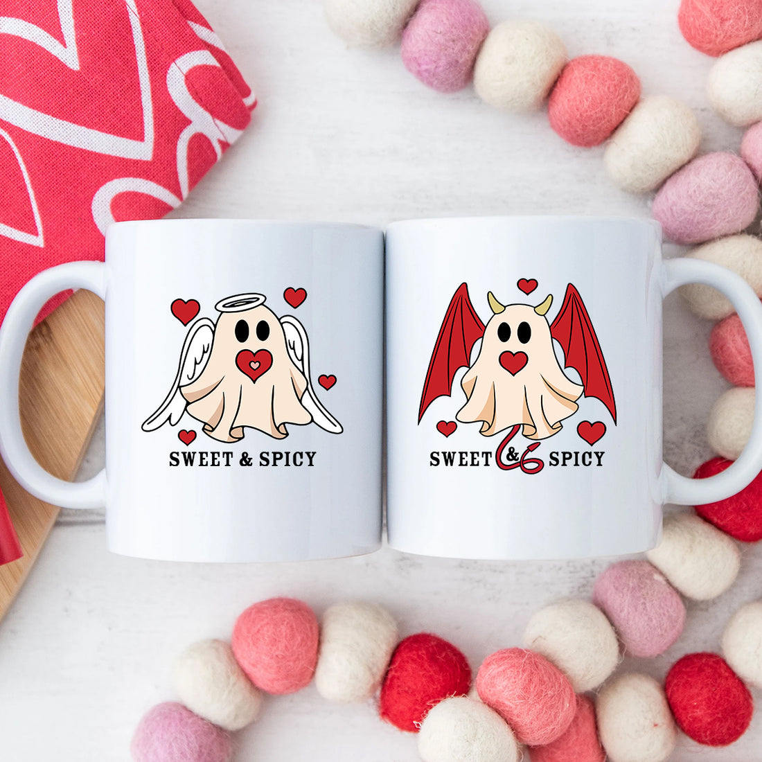 Angel & Devil Ghost Matching Mugs For Couples