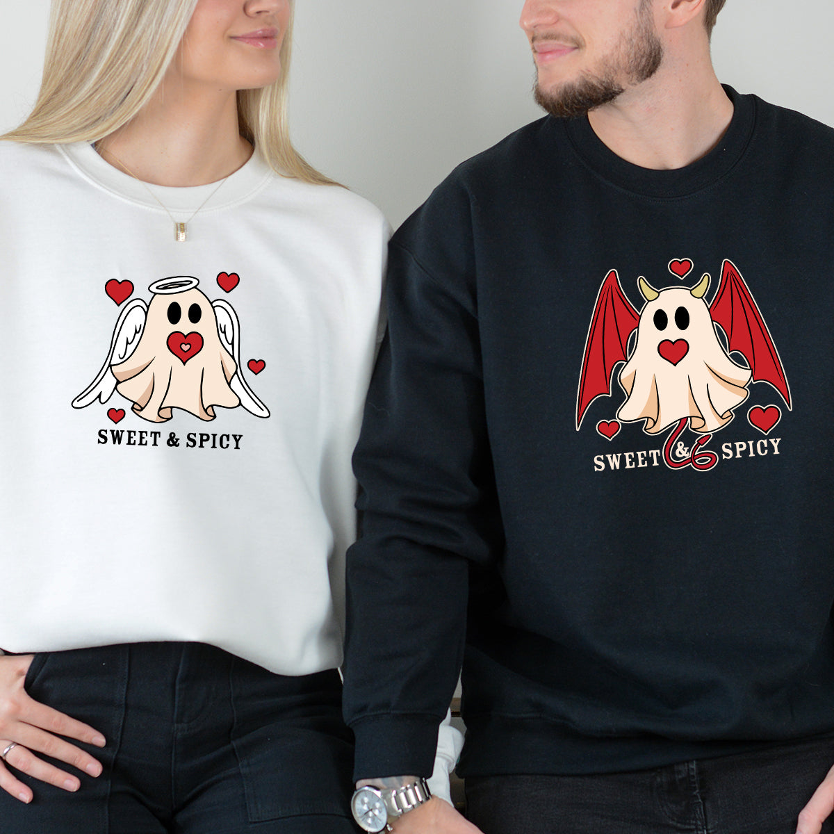 Angel & Devil Ghost Matching Hoodies For Couples