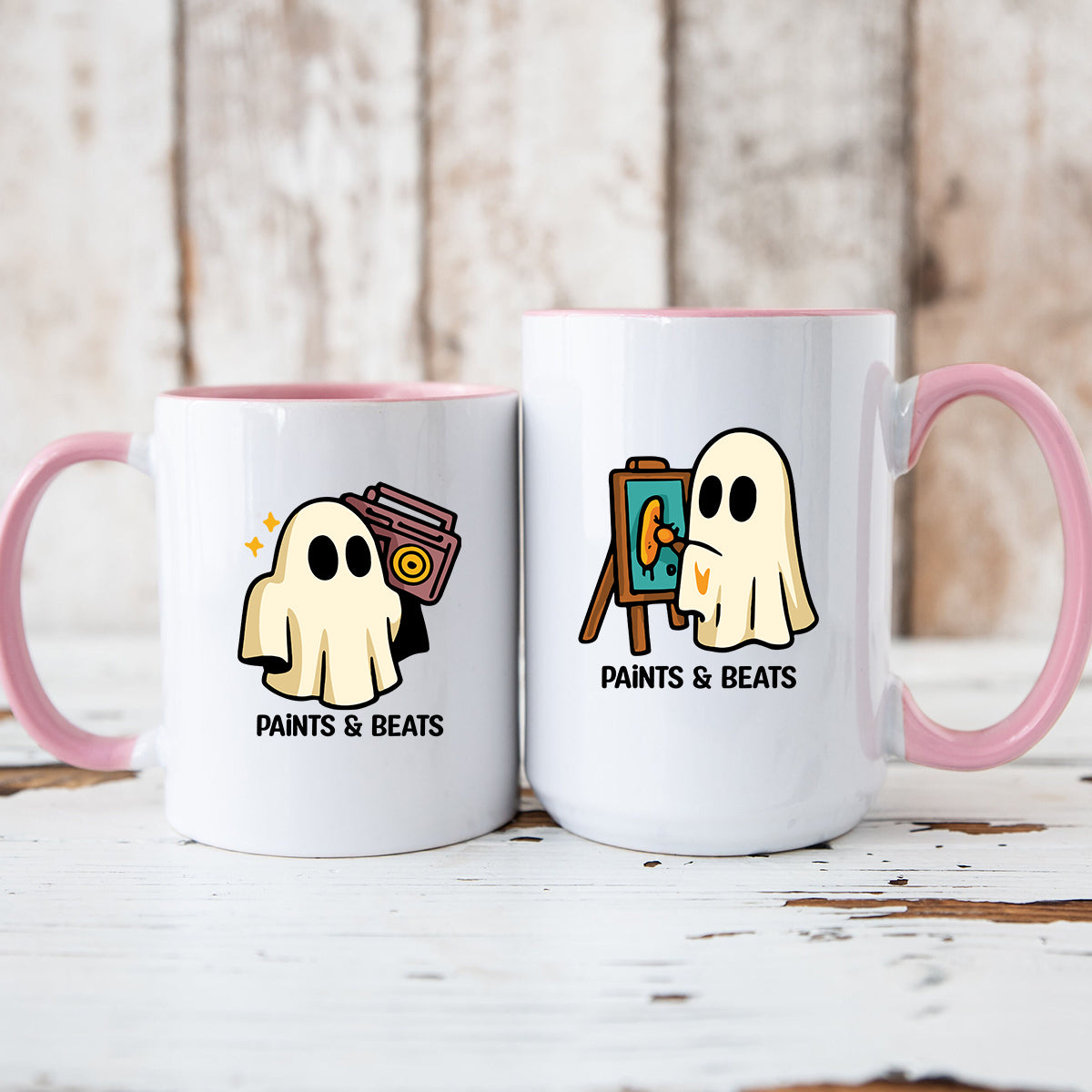 Artist Ghost & Boombox Ghost Matching Mugs For Couples