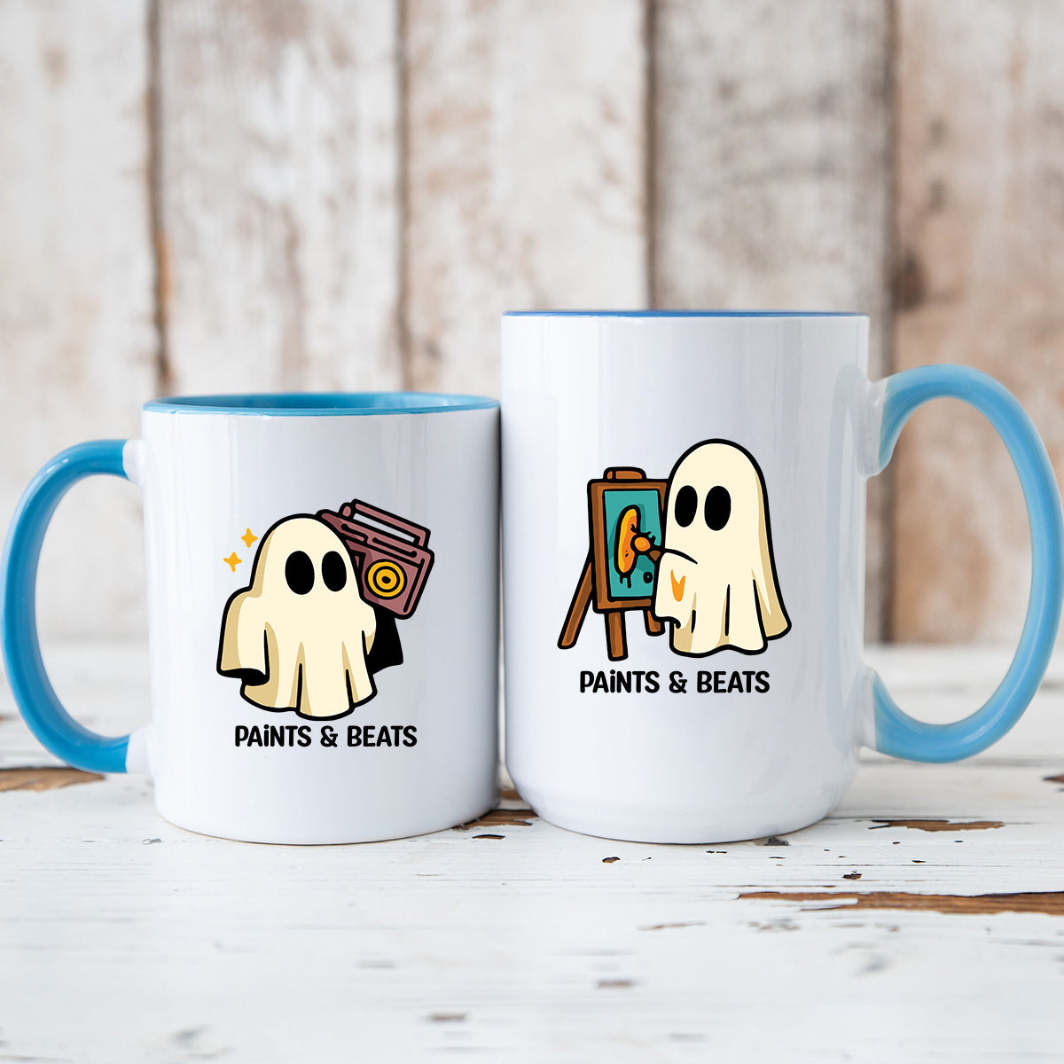 Artist Ghost & Boombox Ghost Matching Mugs For Couples