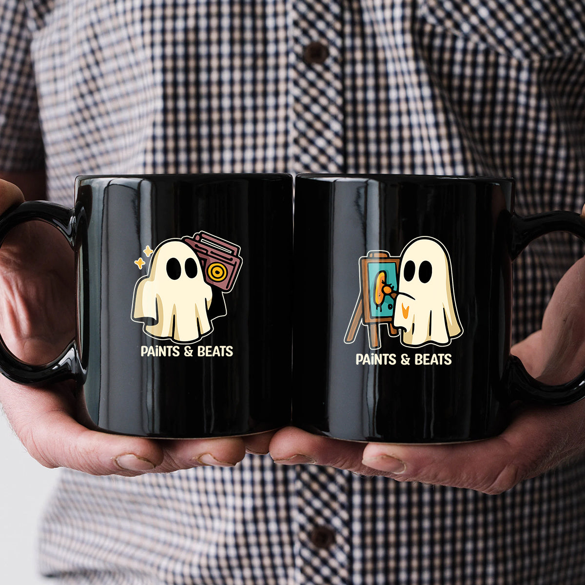 Artist Ghost & Boombox Ghost Matching Mugs For Couples