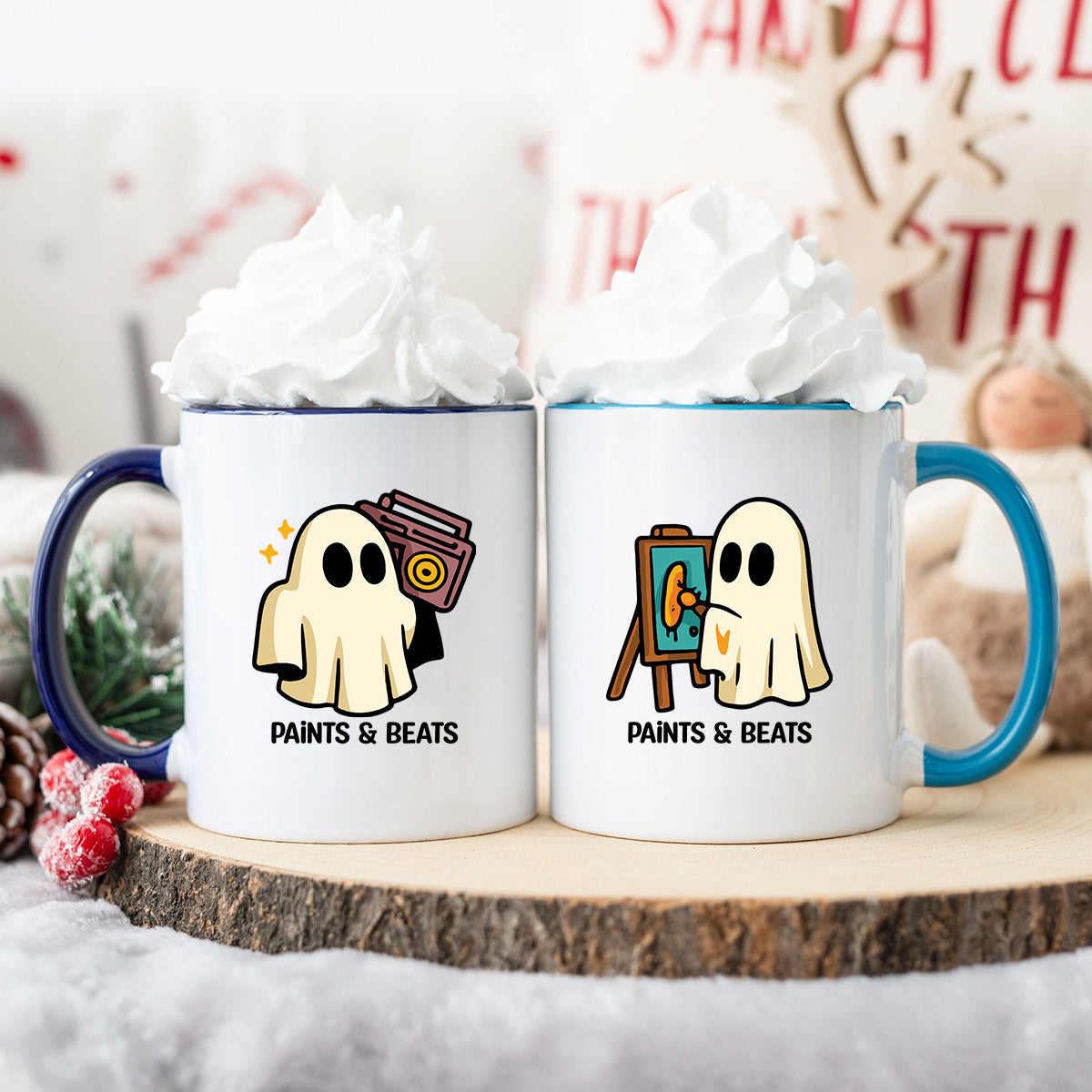 Artist Ghost & Boombox Ghost Matching Mugs For Couples