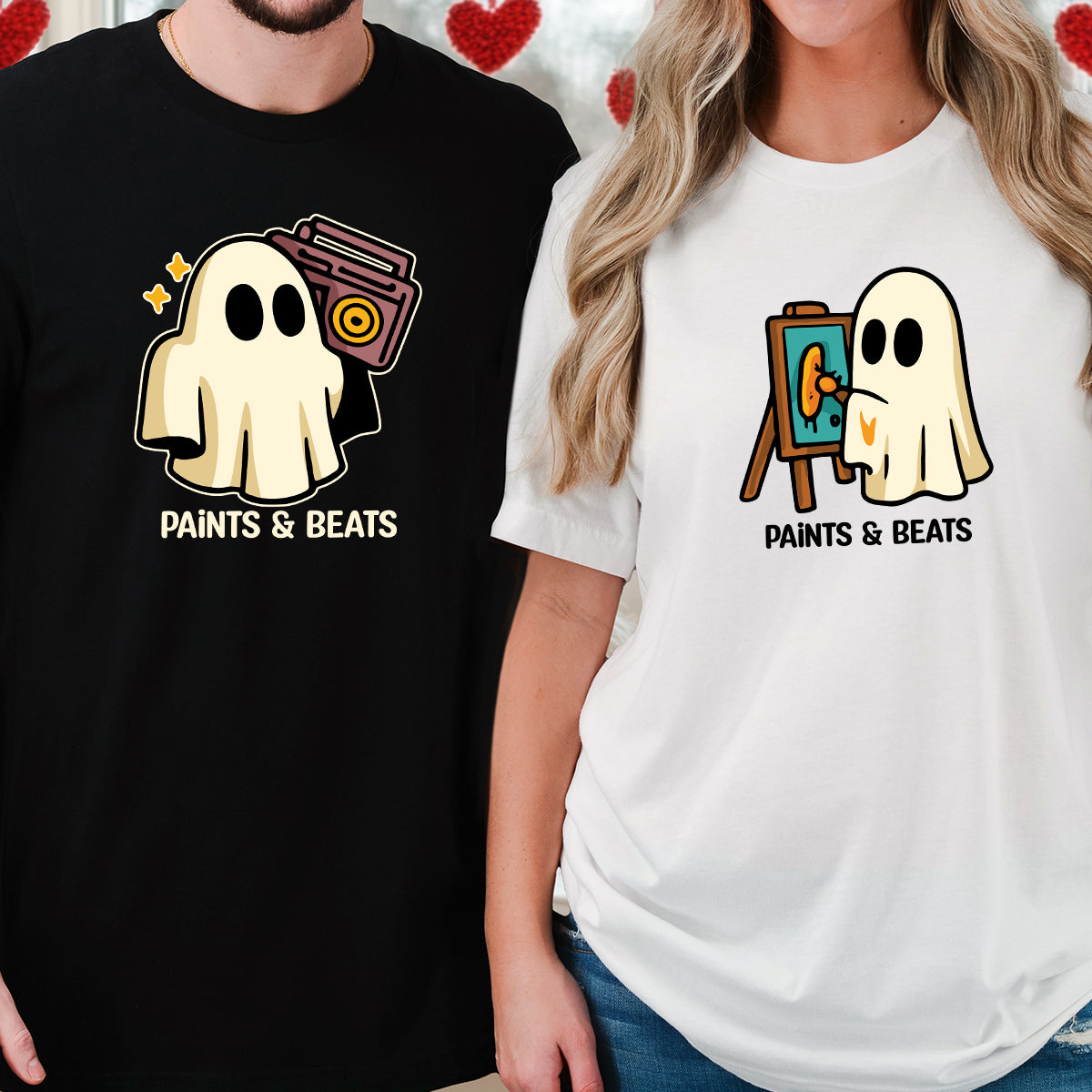 Artist Ghost & Boombox Ghost Matching T-Shirts For Couples