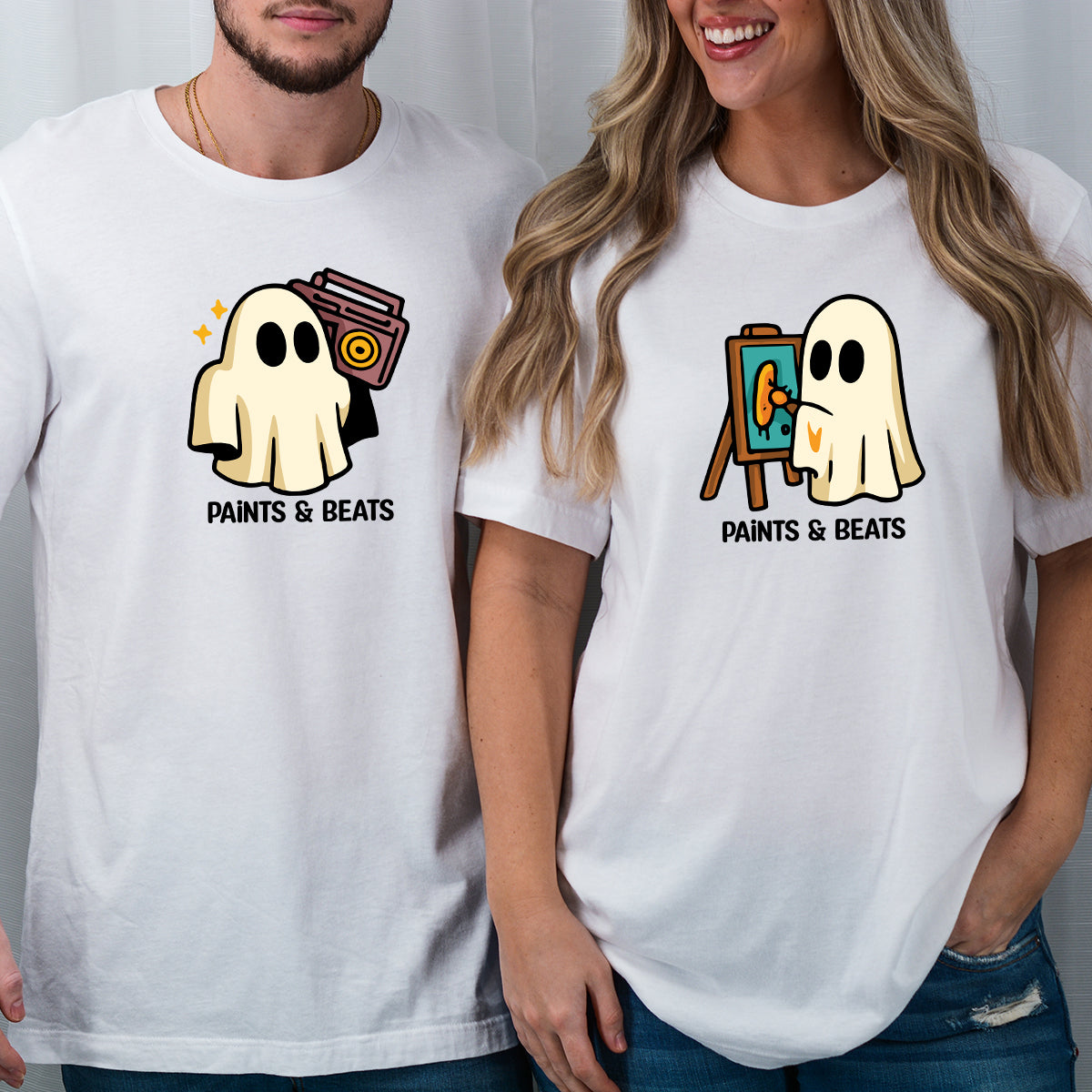 Artist Ghost & Boombox Ghost Matching T-Shirts For Couples