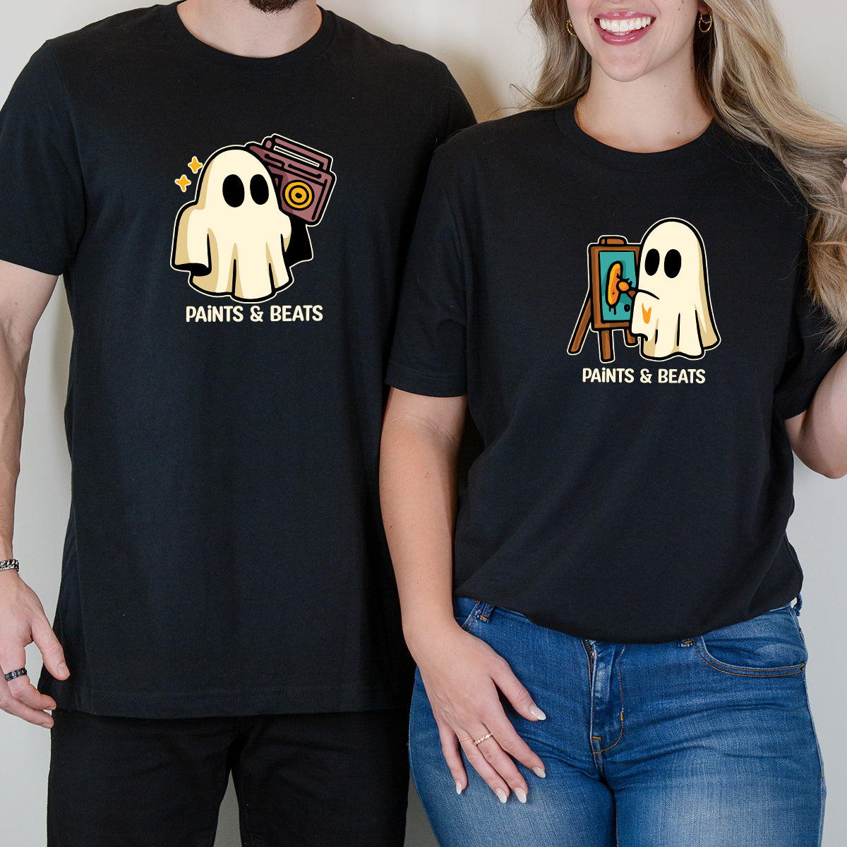 Artist Ghost & Boombox Ghost Matching T-Shirts For Couples
