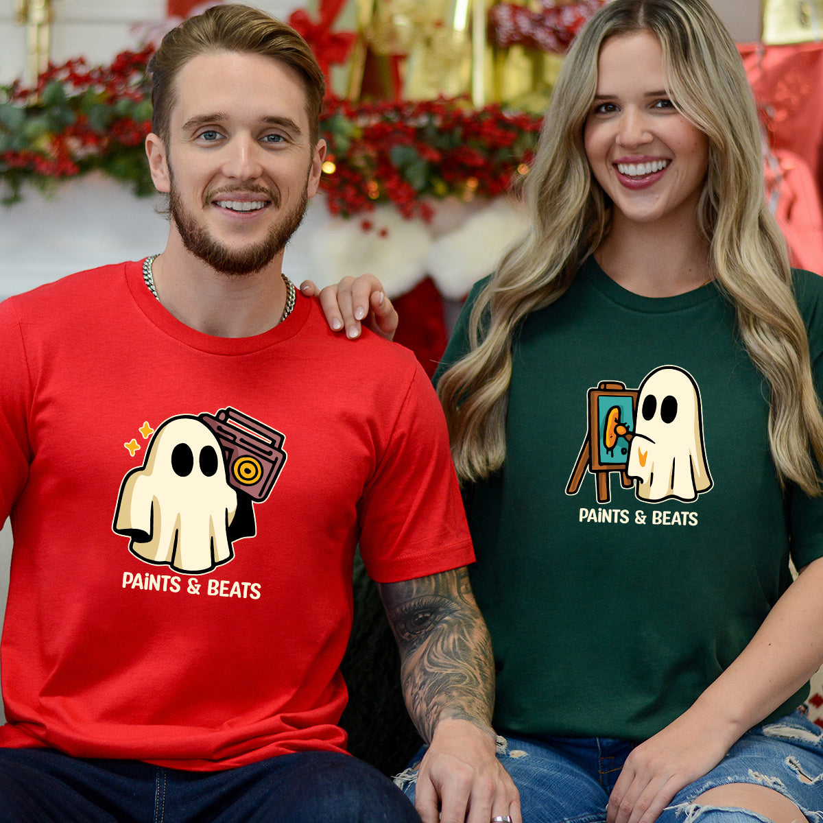 Artist Ghost & Boombox Ghost Matching T-Shirts For Couples