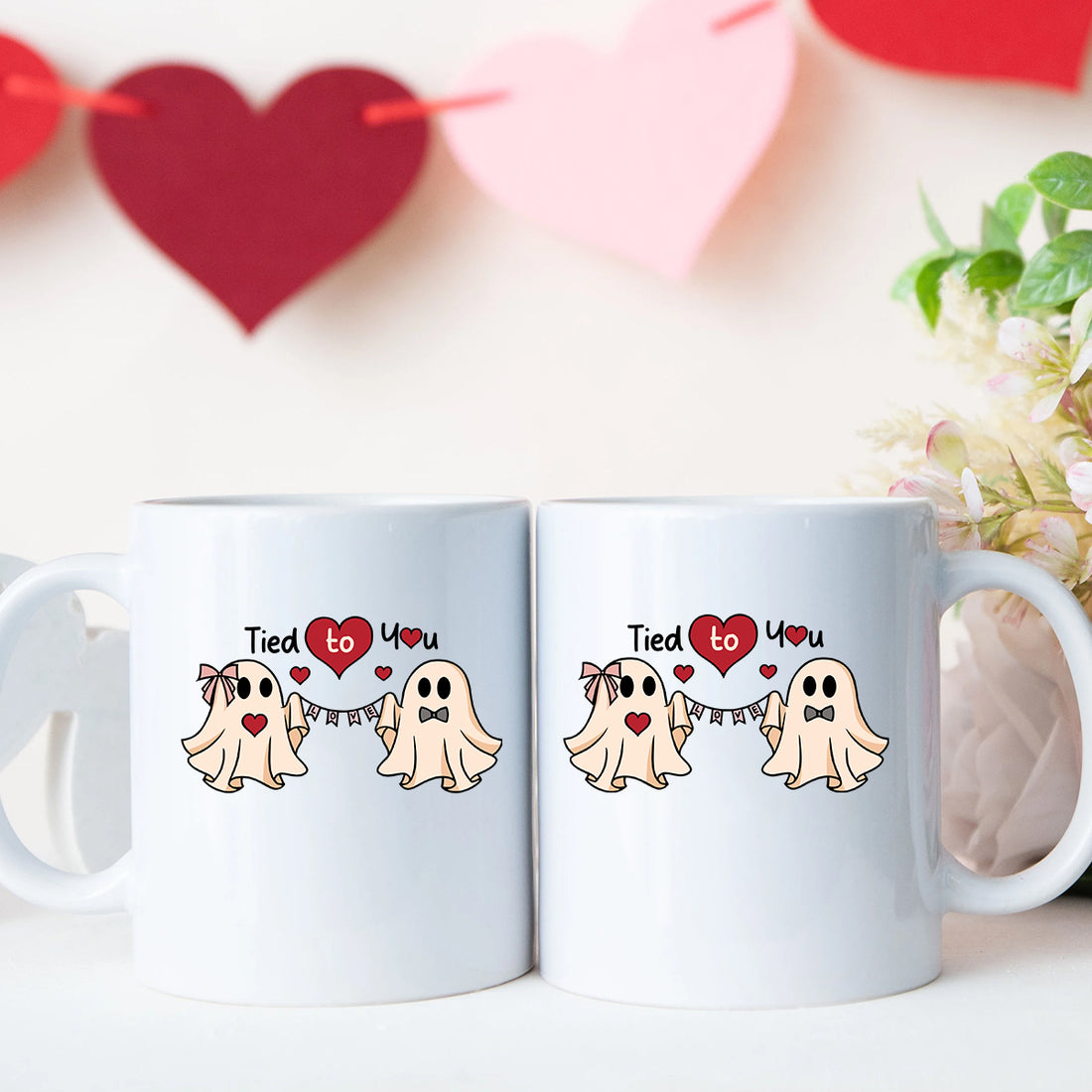 Banner Love Ghost Matching Mugs For Couples