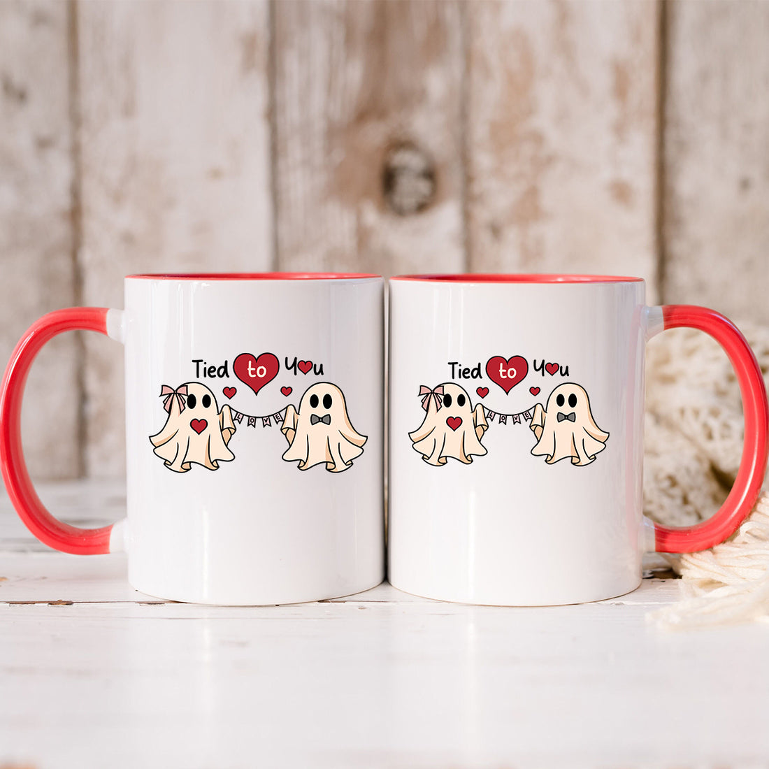 Banner Love Ghost Matching Mugs For Couples