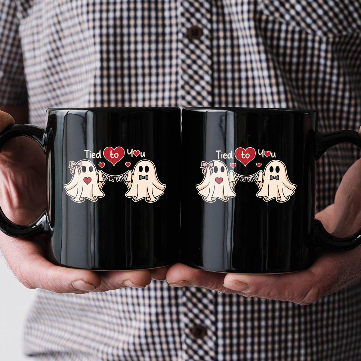 Banner Love Ghost Matching Mugs For Couples