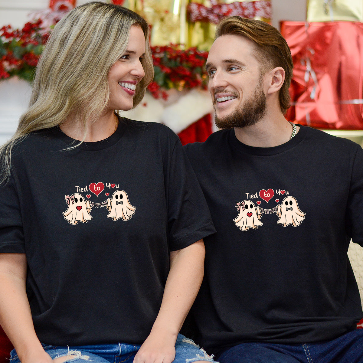 Banner Love Ghost Matching T-Shirts For Couples