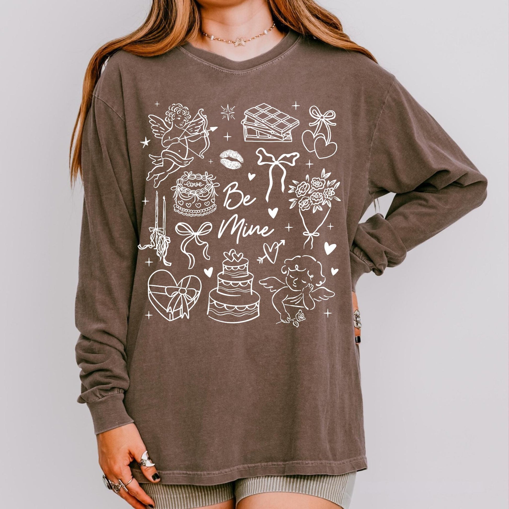 Be Mine Valentine Doodles T-Shirt – Minimalist Love Cupid Graphic Tee