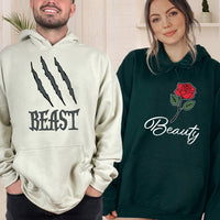 Beast and Beauty Rose Matching Hoodies For Couples