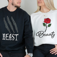 Beast and Beauty Rose Matching Hoodies For Couples