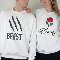 Beast and Beauty Rose Matching Hoodies For Couples