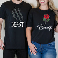 Beast and Beauty Rose Matching T-Shirts For Couples