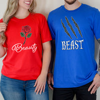 Beast and Beauty Rose Matching T-Shirts For Couples