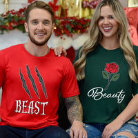 Beast and Beauty Rose Matching T-Shirts For Couples