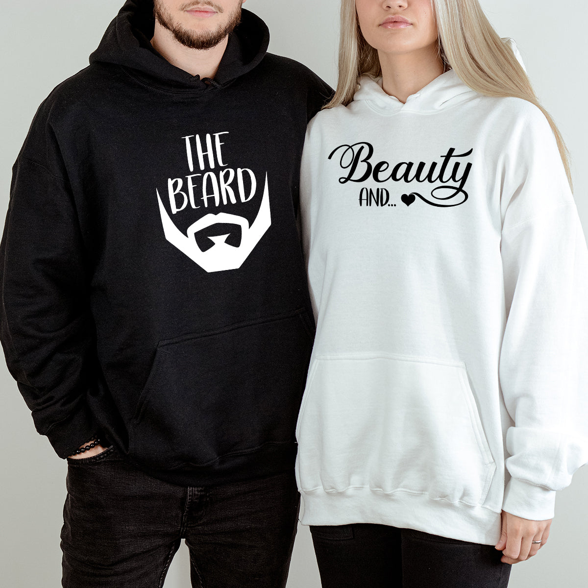Beauty And The Beard Funny Matching Hoodies For Couples
