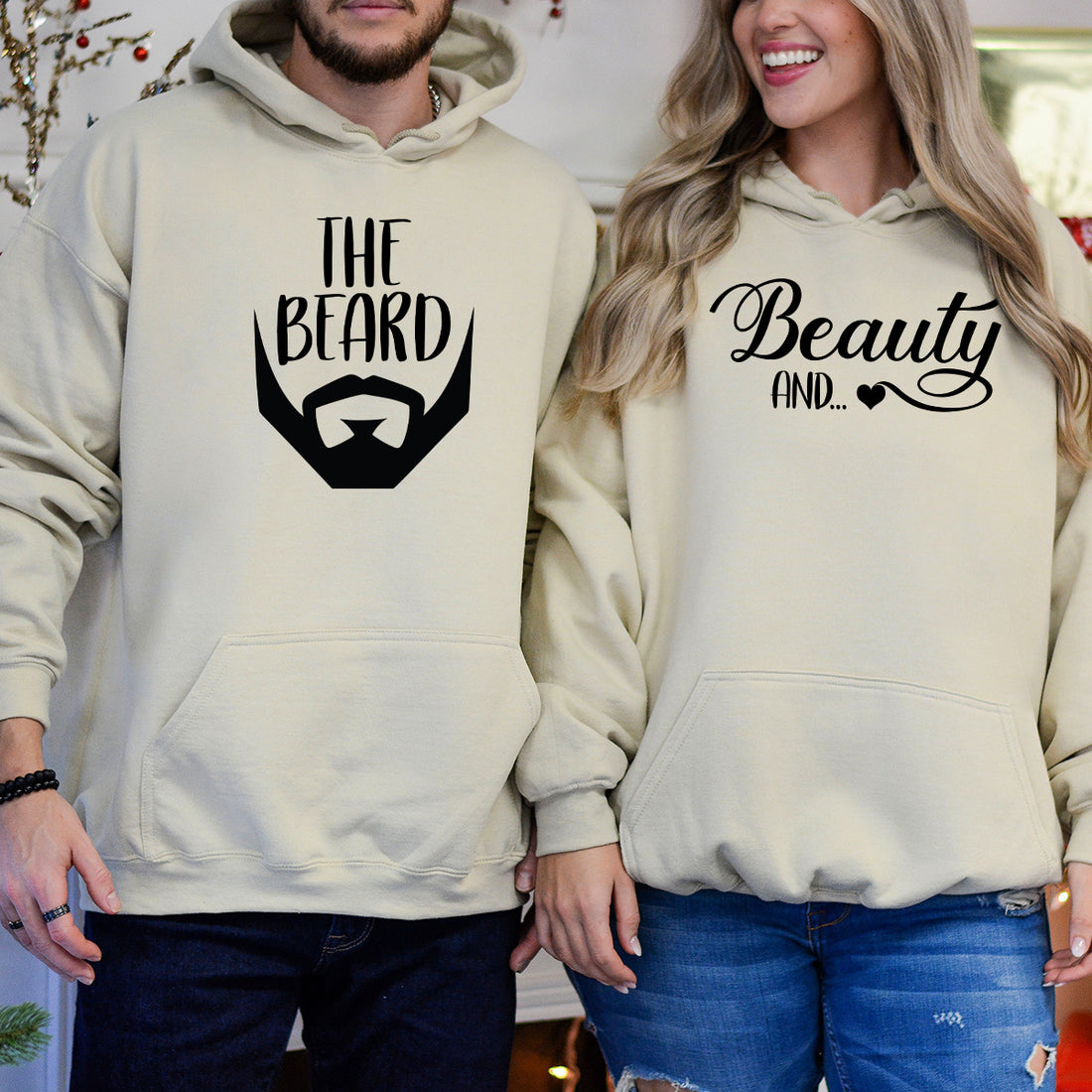 Beauty And The Beard Funny Matching Hoodies For Couples