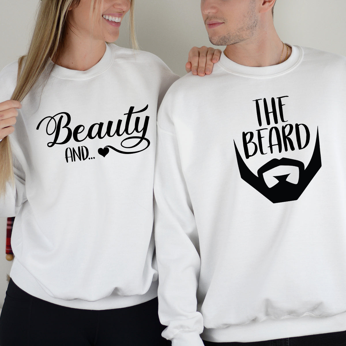 Beauty And The Beard Funny Matching Hoodies For Couples
