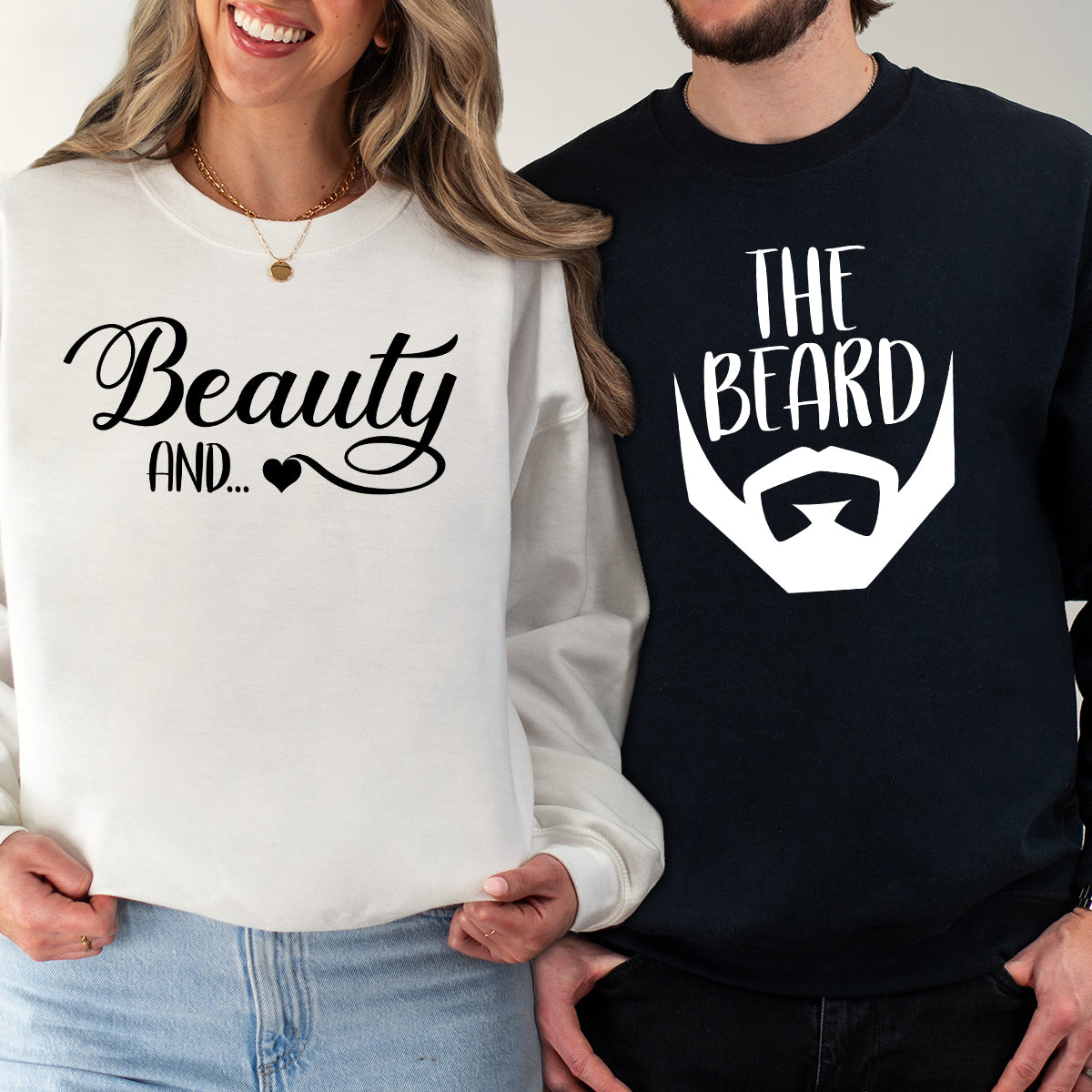 Beauty And The Beard Funny Matching Hoodies For Couples