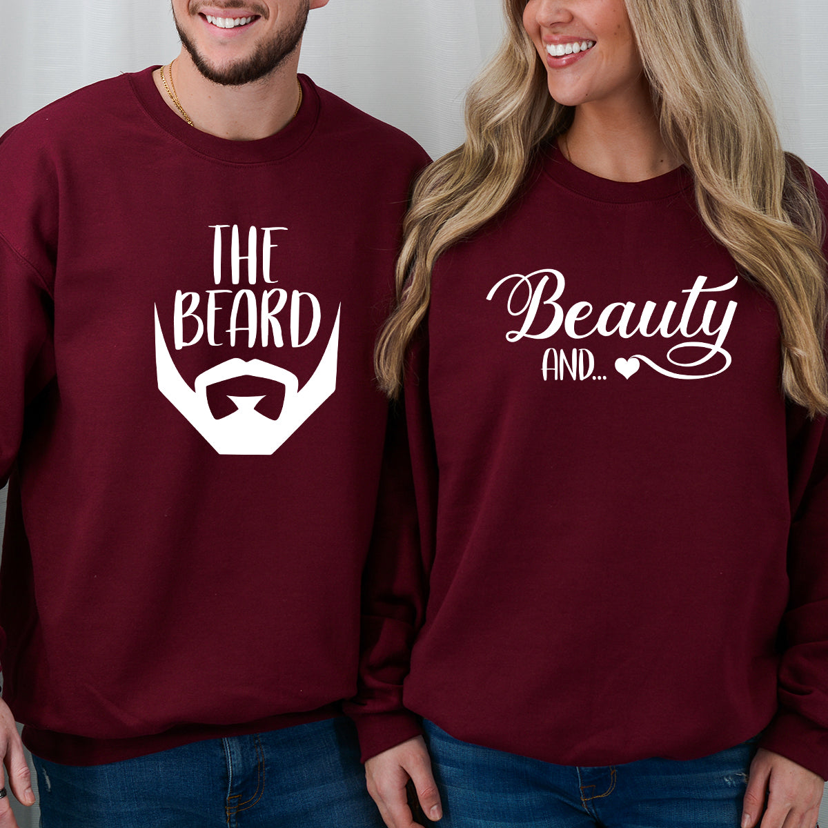 Beauty And The Beard Funny Matching Hoodies For Couples