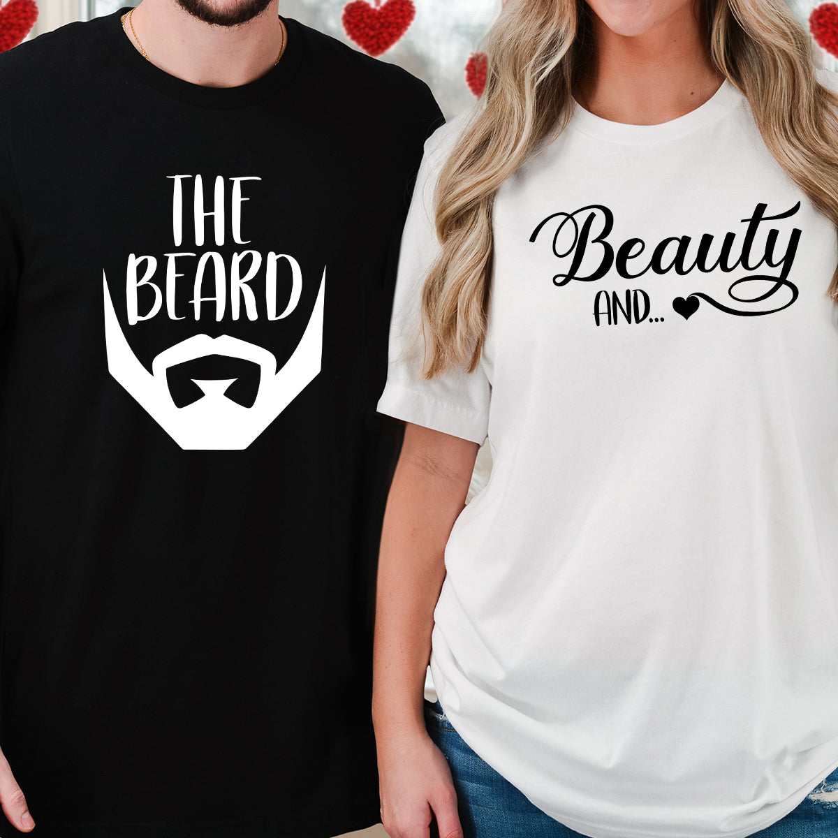 Beauty And The Beard Funny Matching T-Shirts For Couples