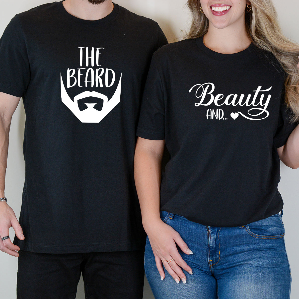 Beauty And The Beard Funny Matching T-Shirts For Couples