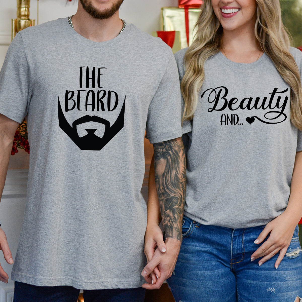Beauty And The Beard Funny Matching T-Shirts For Couples