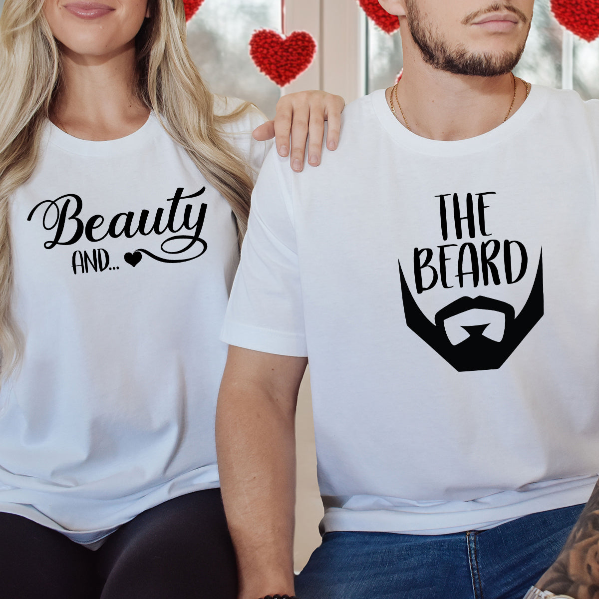 Beauty And The Beard Funny Matching T-Shirts For Couples
