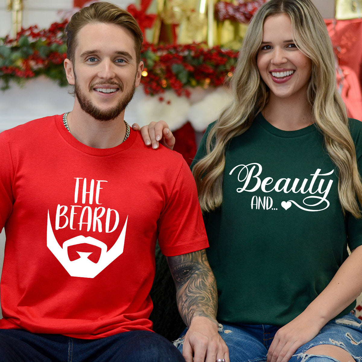 Beauty And The Beard Funny Matching T-Shirts For Couples