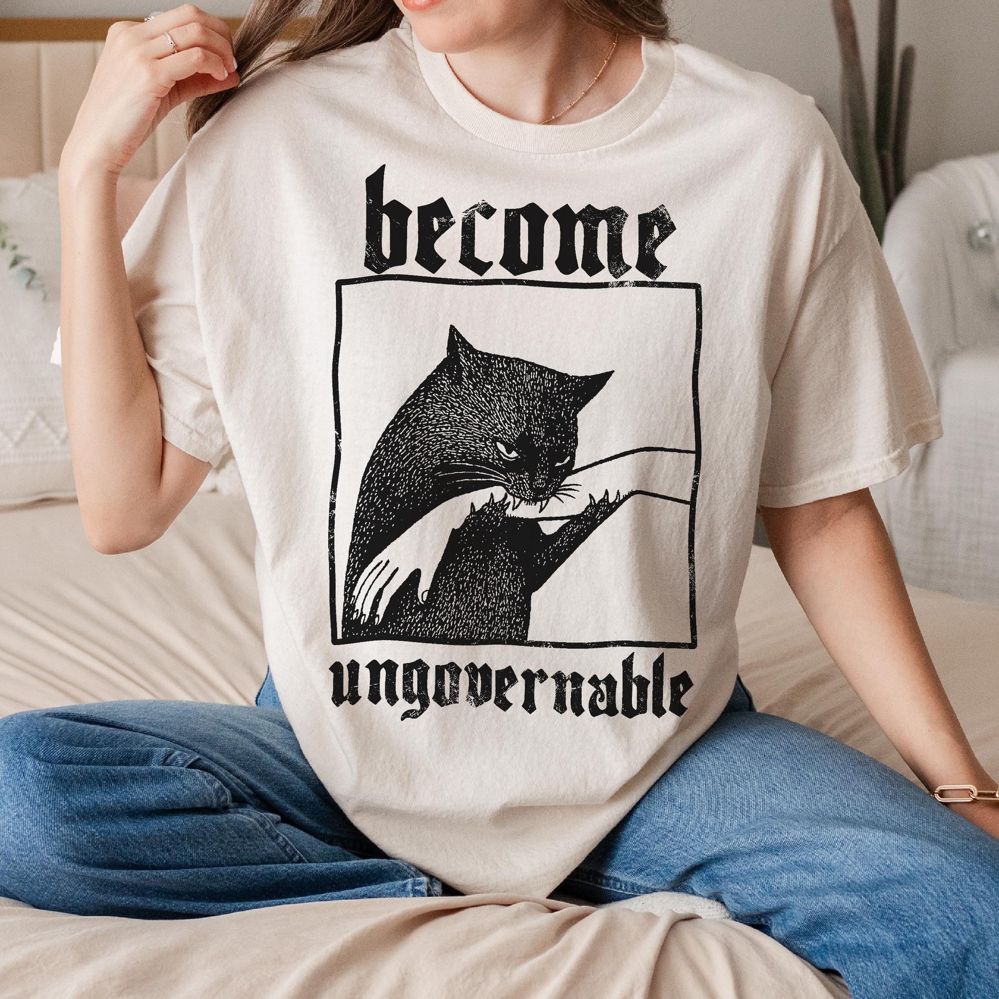Become Ungovernable Funny Cat T-Shirt – Vintage Graphic Gag Gift Tee