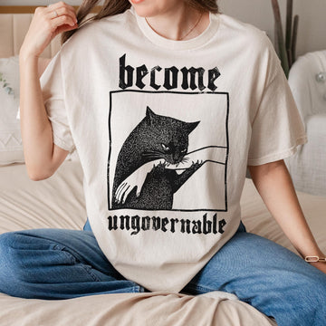 Become Ungovernable Funny Cat T-Shirt – Vintage Graphic Gag Gift Tee
