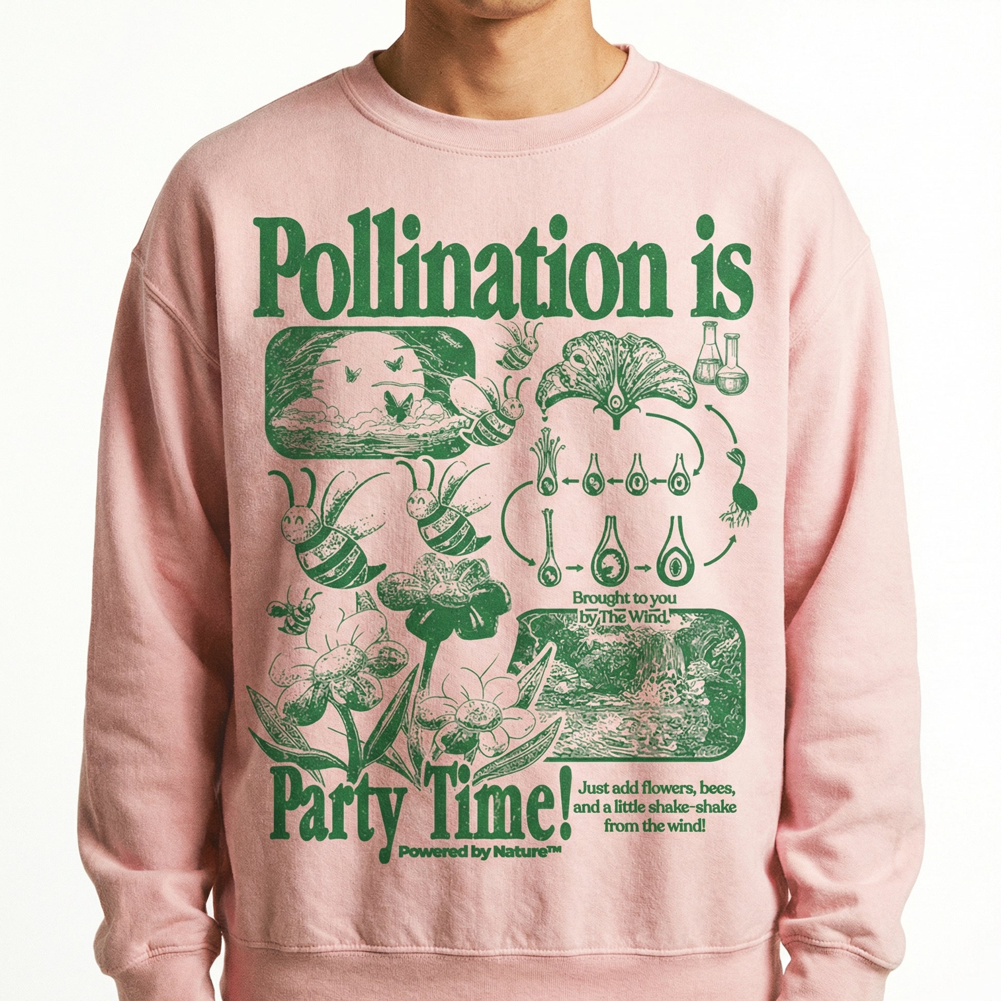 Bee Pollination Vintage Graphic T-Shirt – Retro Botanical Flower Nature Tee