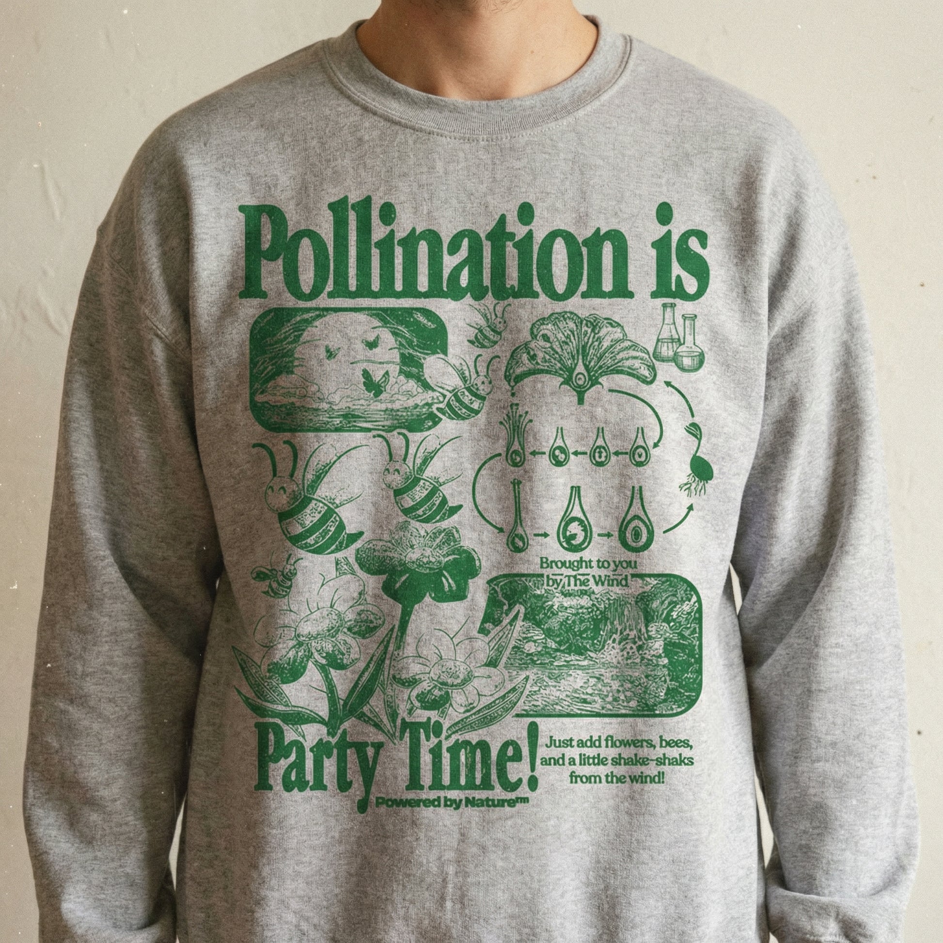 Bee Pollination Vintage Graphic T-Shirt – Retro Botanical Flower Nature Tee