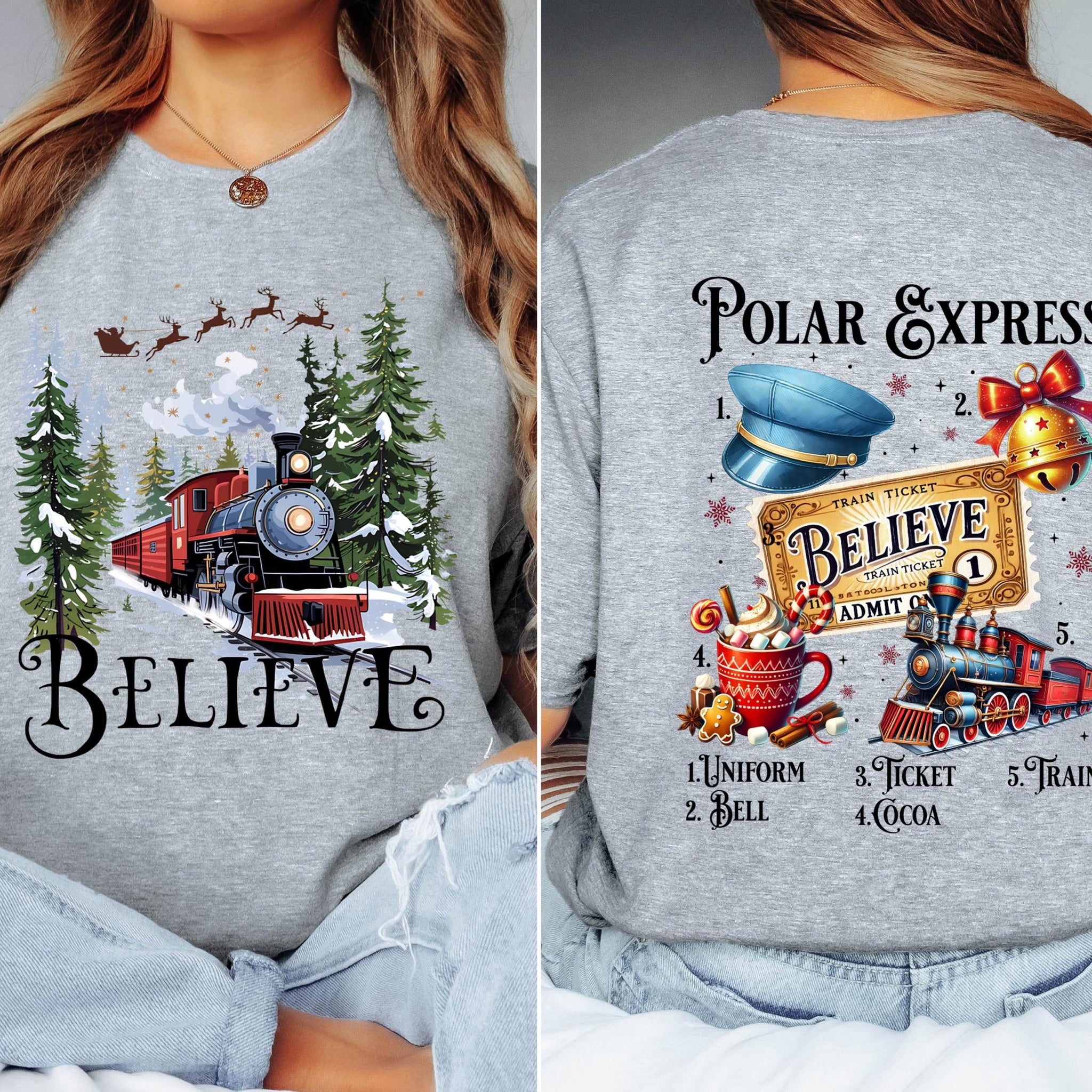 Believe North Pole Christmas Train Shirt – Family Christmas Costume Tee