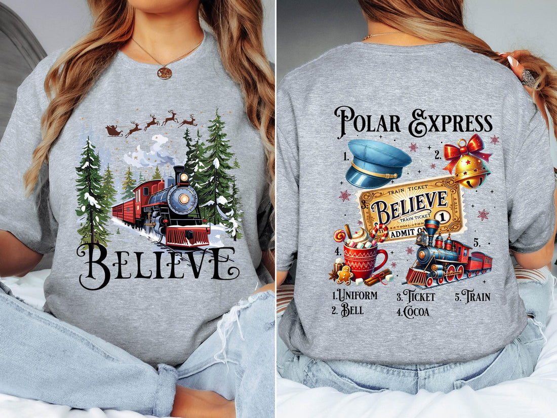 Believe North Pole Christmas Train Shirt – Family Christmas Costume Tee