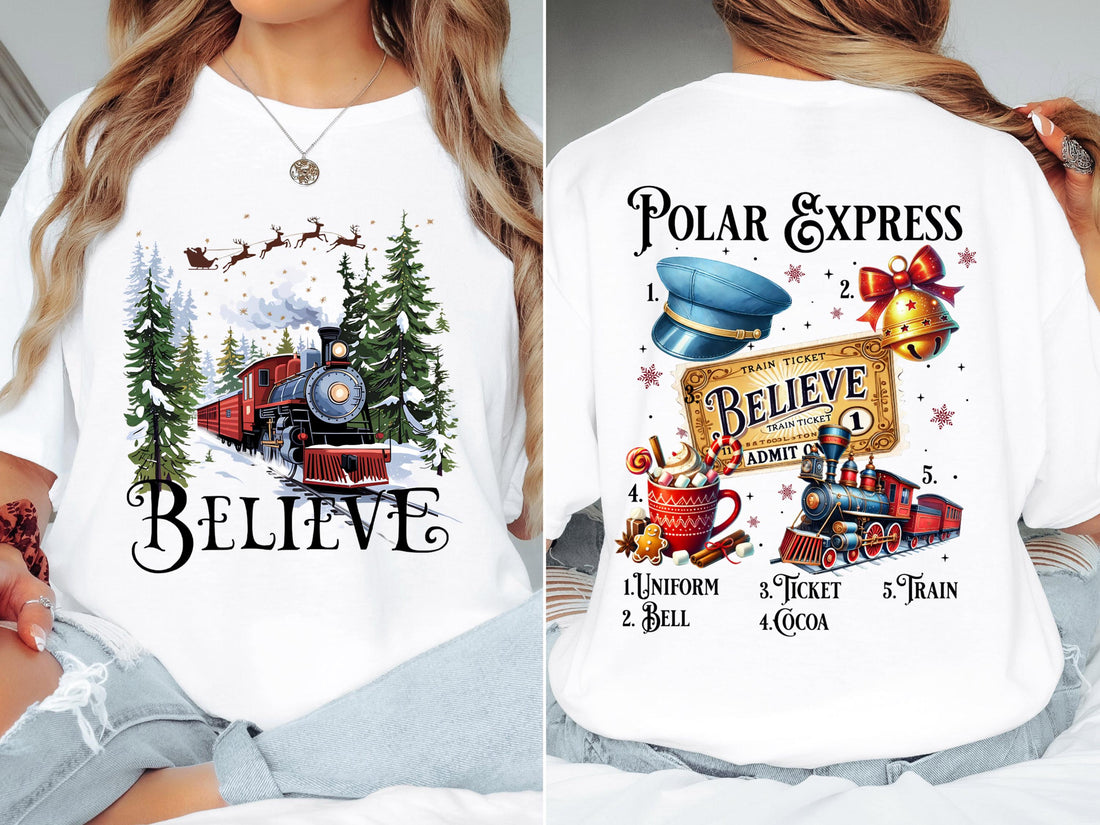Believe North Pole Christmas Train Shirt – Family Christmas Costume Tee
