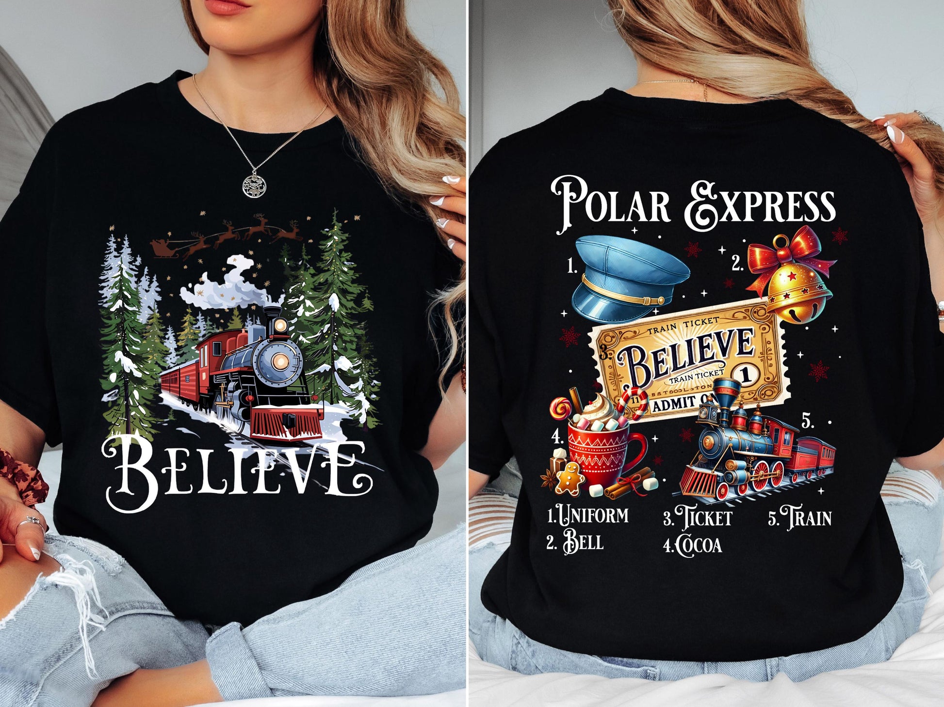 Believe North Pole Christmas Train Shirt – Family Christmas Costume Tee