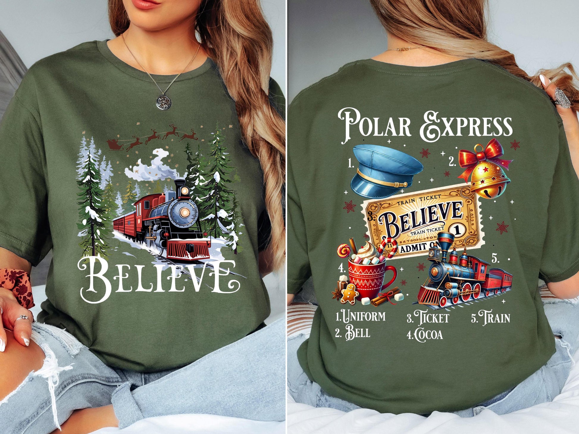 Believe North Pole Christmas Train Shirt – Family Christmas Costume Tee