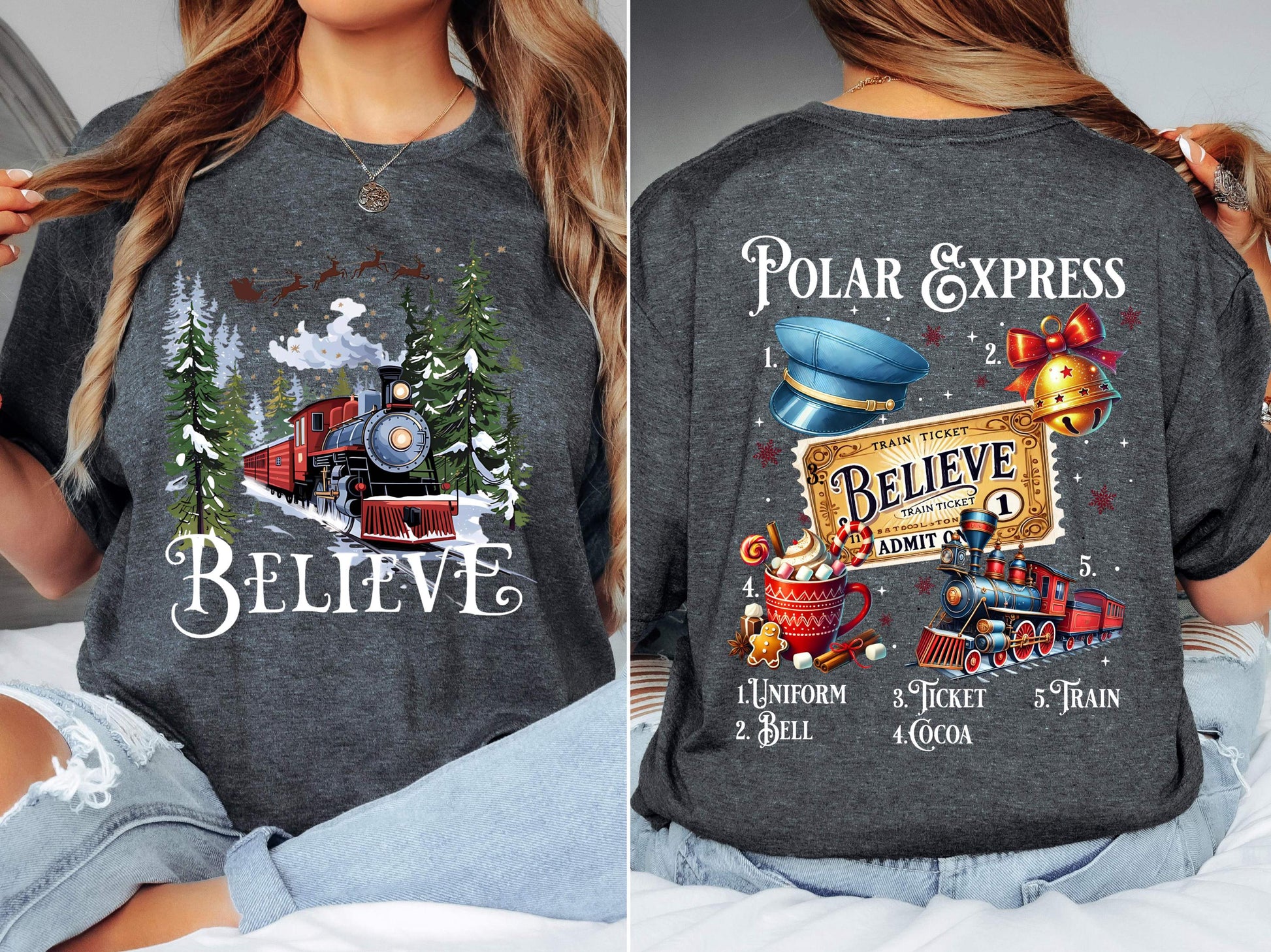 Believe North Pole Christmas Train Shirt – Family Christmas Costume Tee