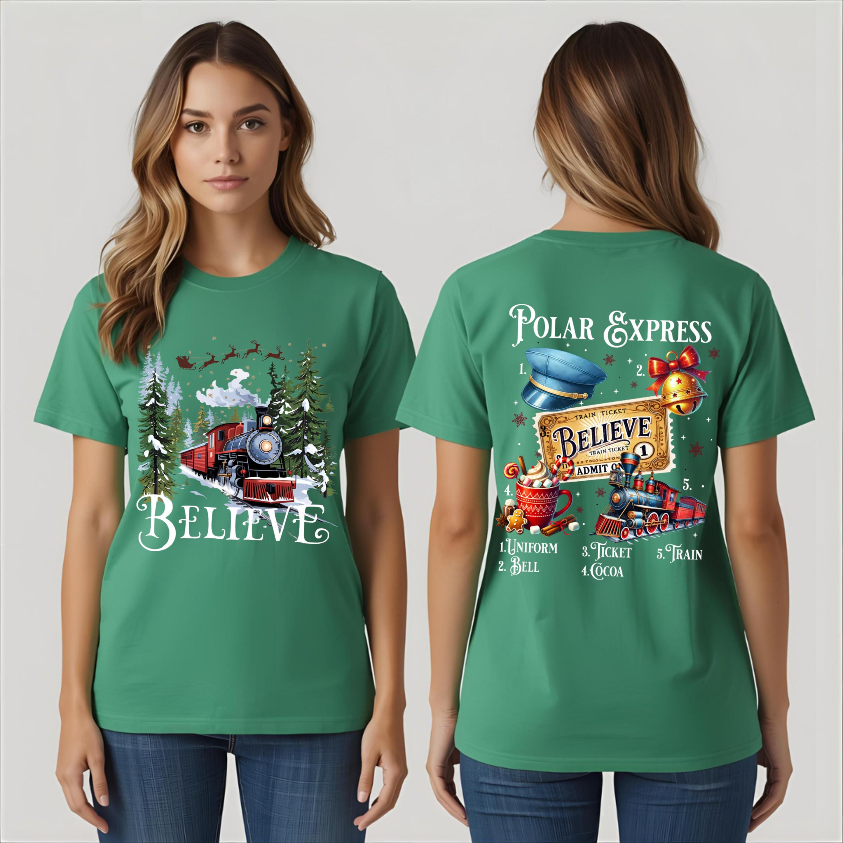 Believe North Pole Christmas Train Shirt – Family Christmas Costume Tee