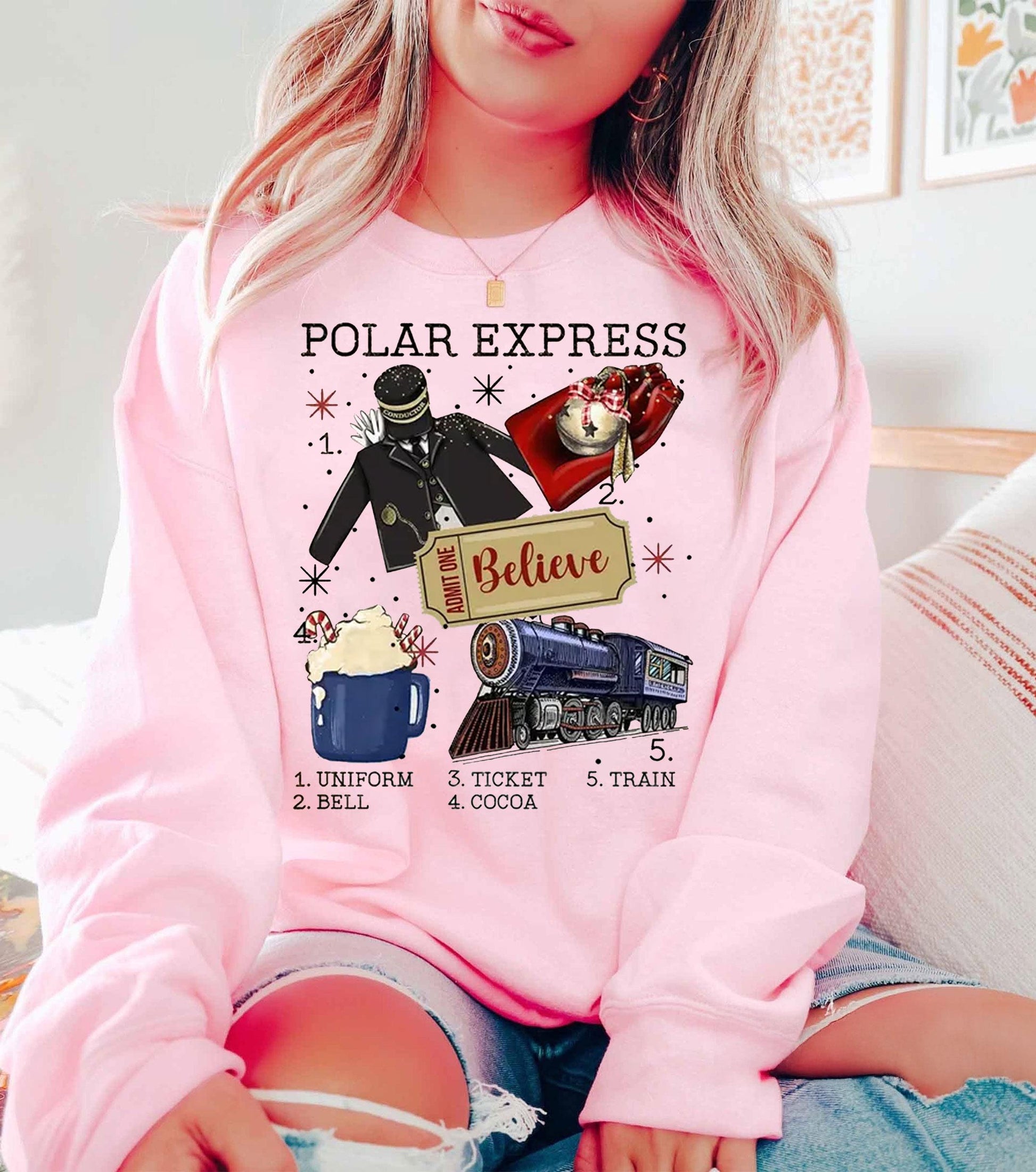 Believe Polar Express Sweatshirt – Christmas Family Vacation Tee – Kids Christmas Apparel – Holiday Polar Express Shirt