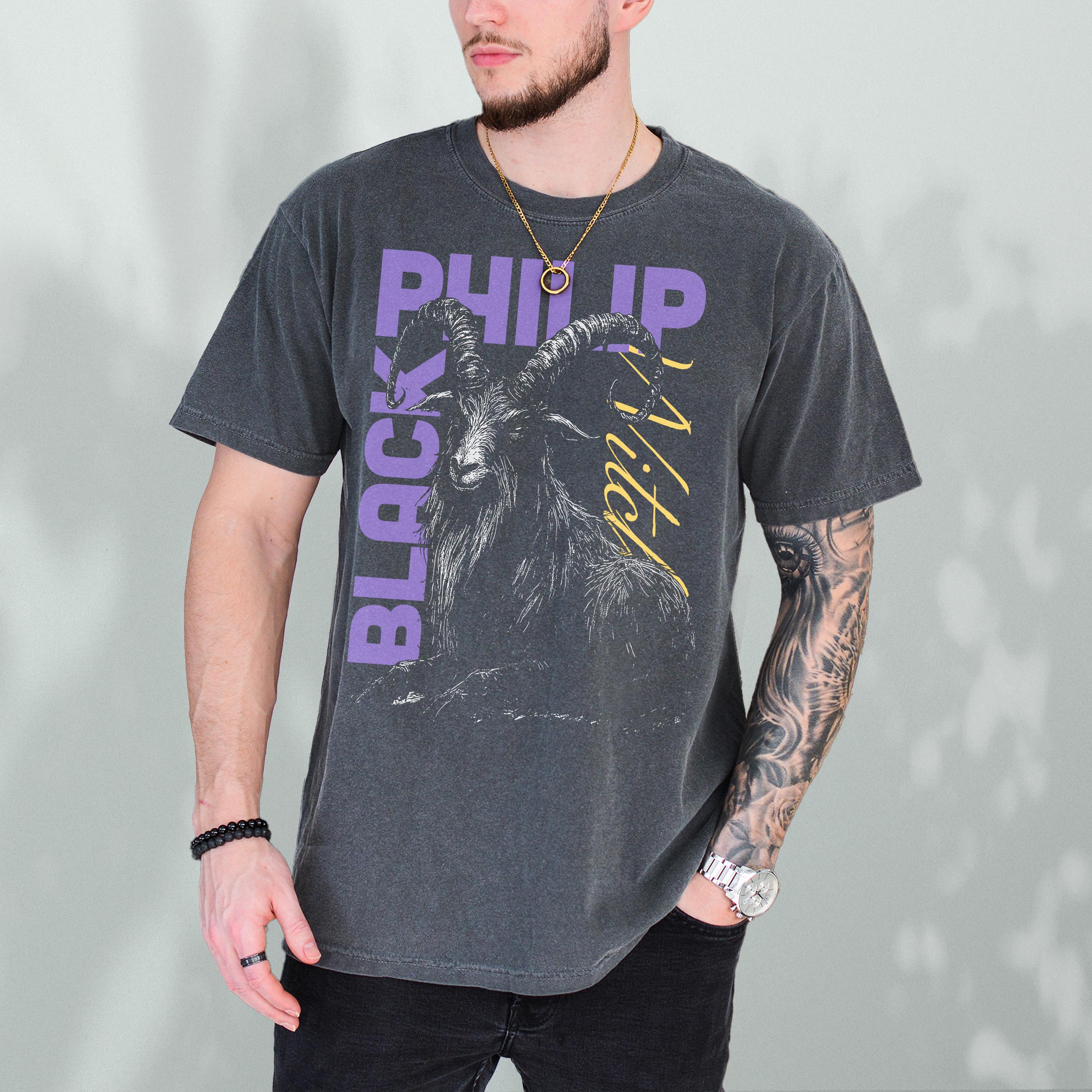 Black Philip Goat T-Shirt – Gothic Horror Graphic Tee Inspired by The Witch