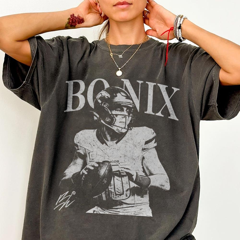 Bo Nix Vintage T-Shirt – Denver Football Retro Rap 90s Style Tee