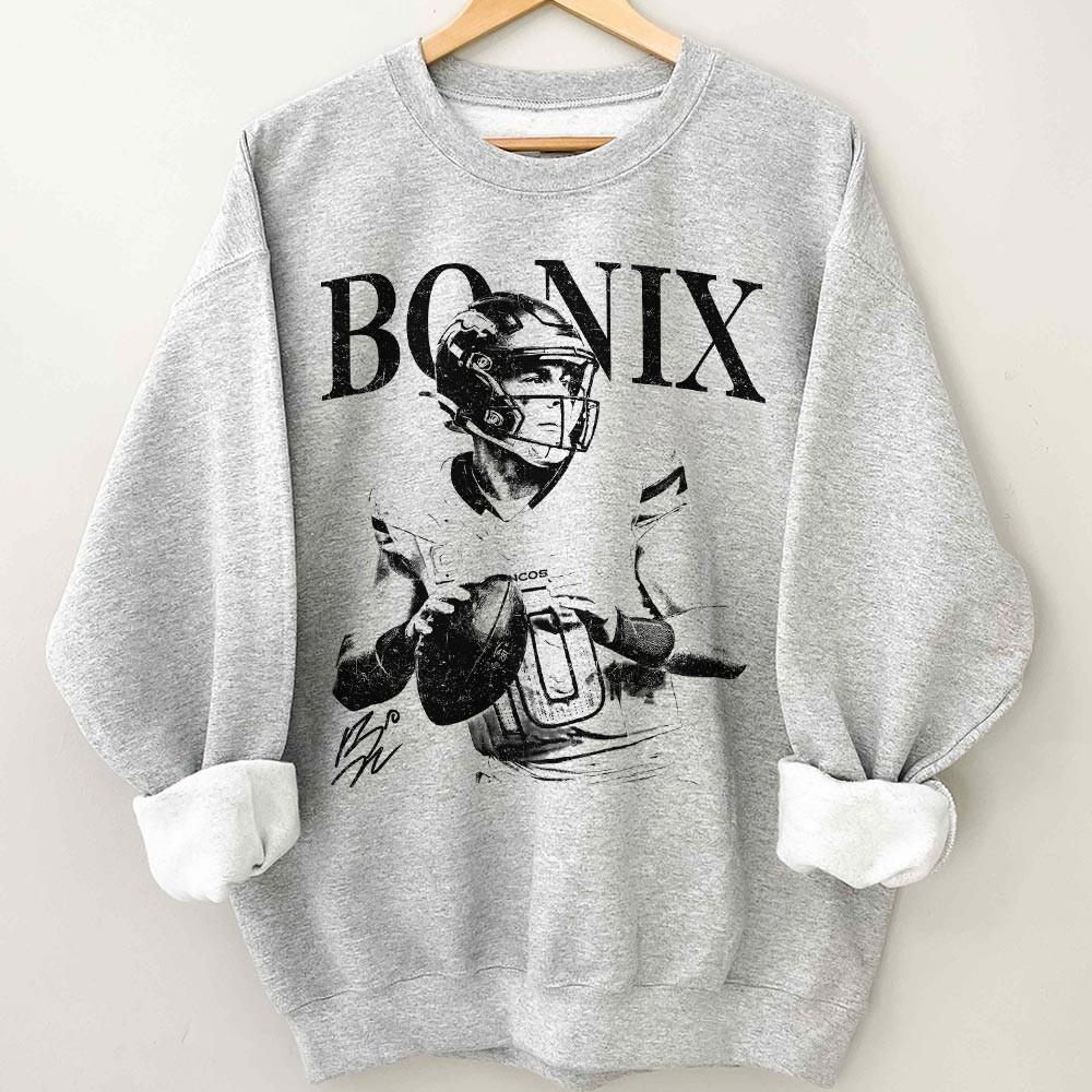 Bo Nix Vintage T-Shirt – Denver Football Retro Rap 90s Style Tee