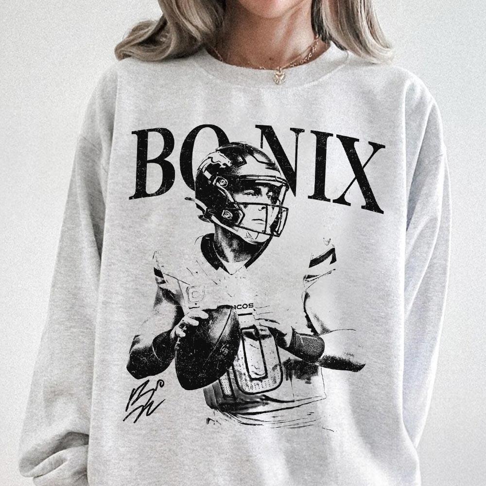 Bo Nix Vintage T-Shirt – Denver Football Retro Rap 90s Style Tee