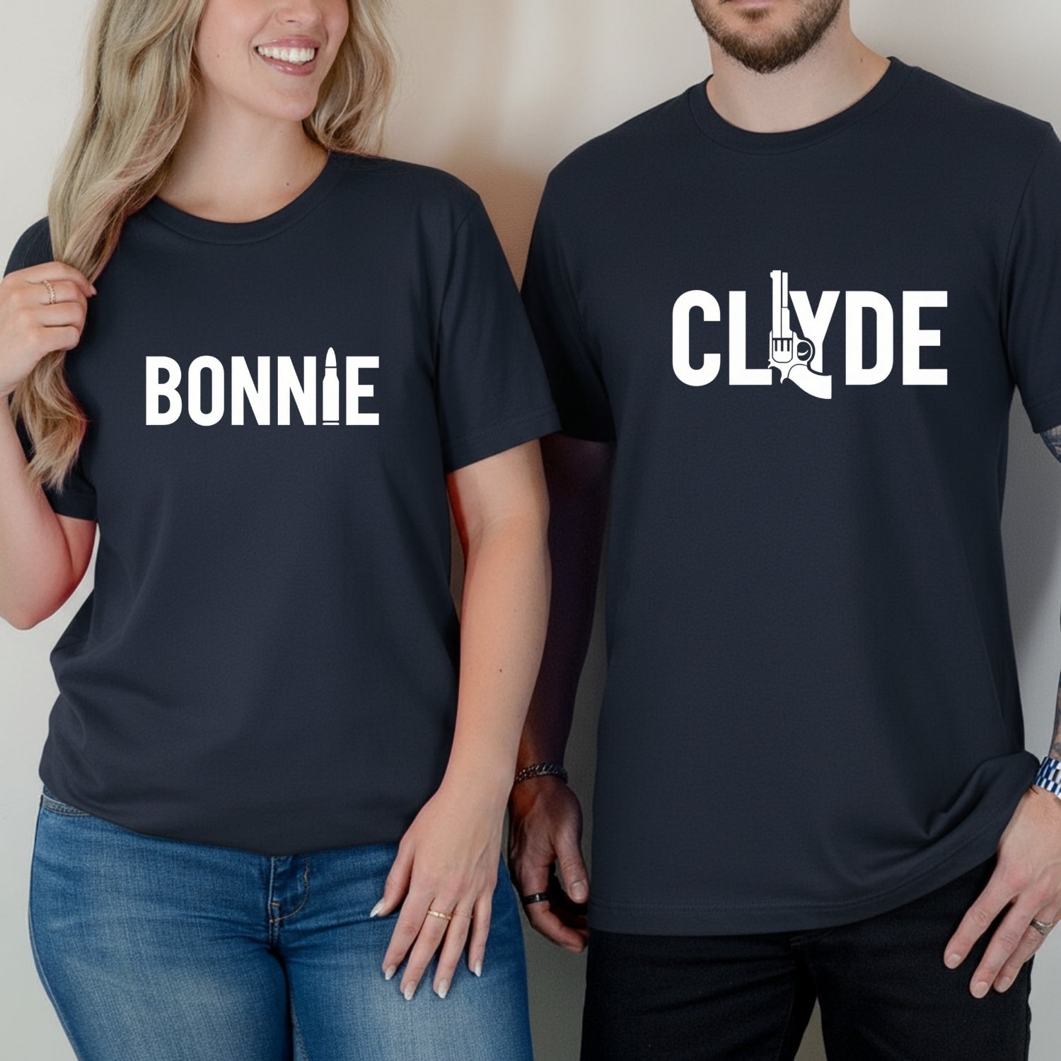 Bonnie and Clyde Funny Matching T-Shirts For Couples